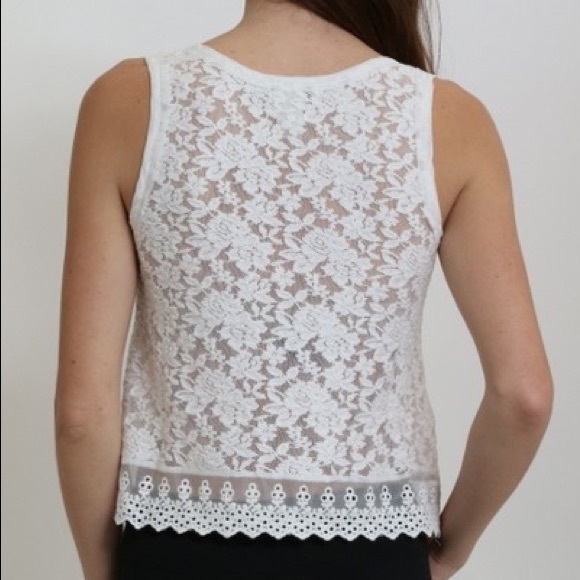 Cream Lace Tank - Picture 3 of 4